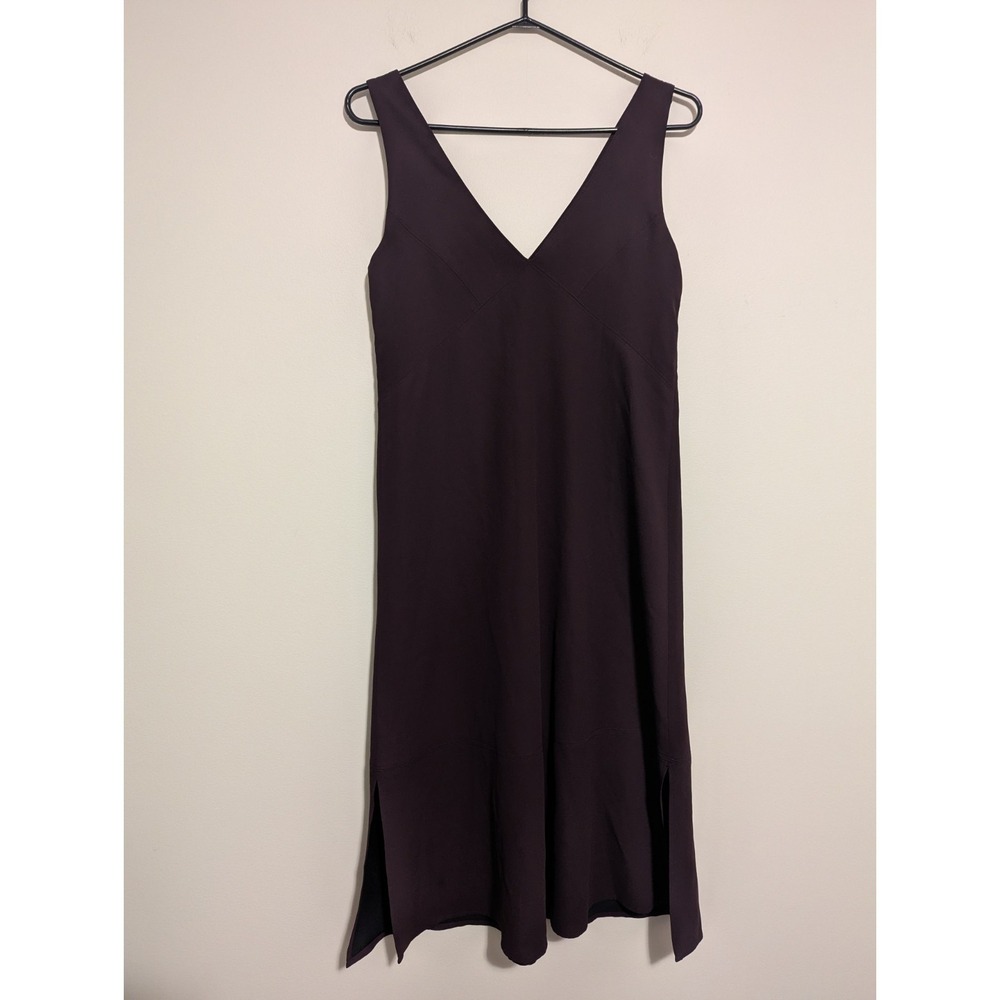 Aritzia Babaton Pacey Dress Plum Purple V-Neck Slits Midi Women's Size XXS